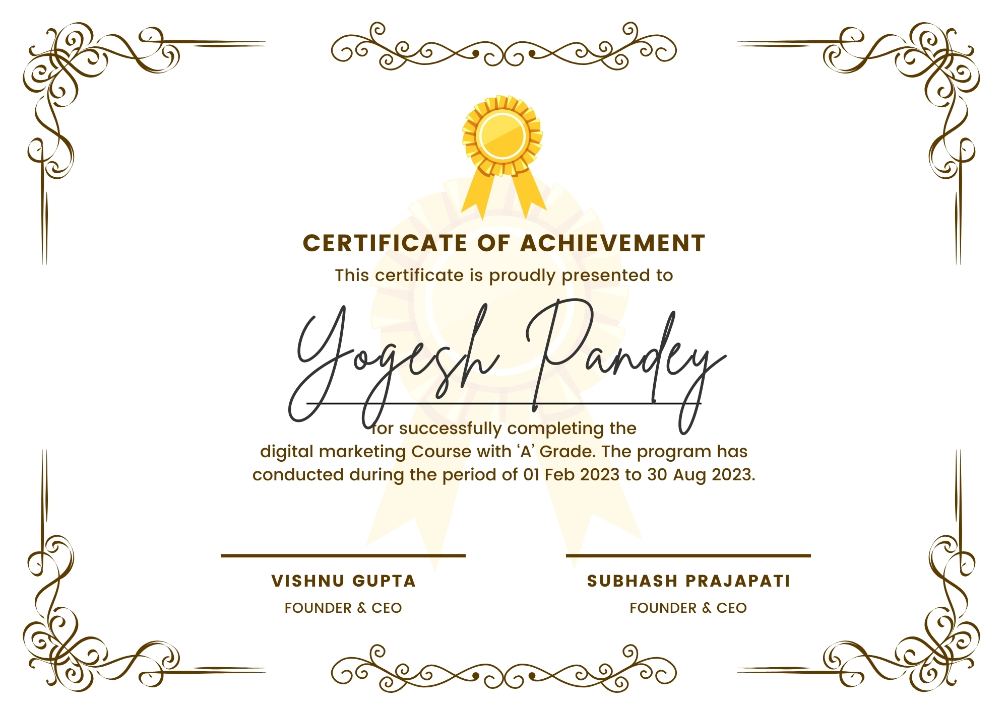 digital marketing course certificate